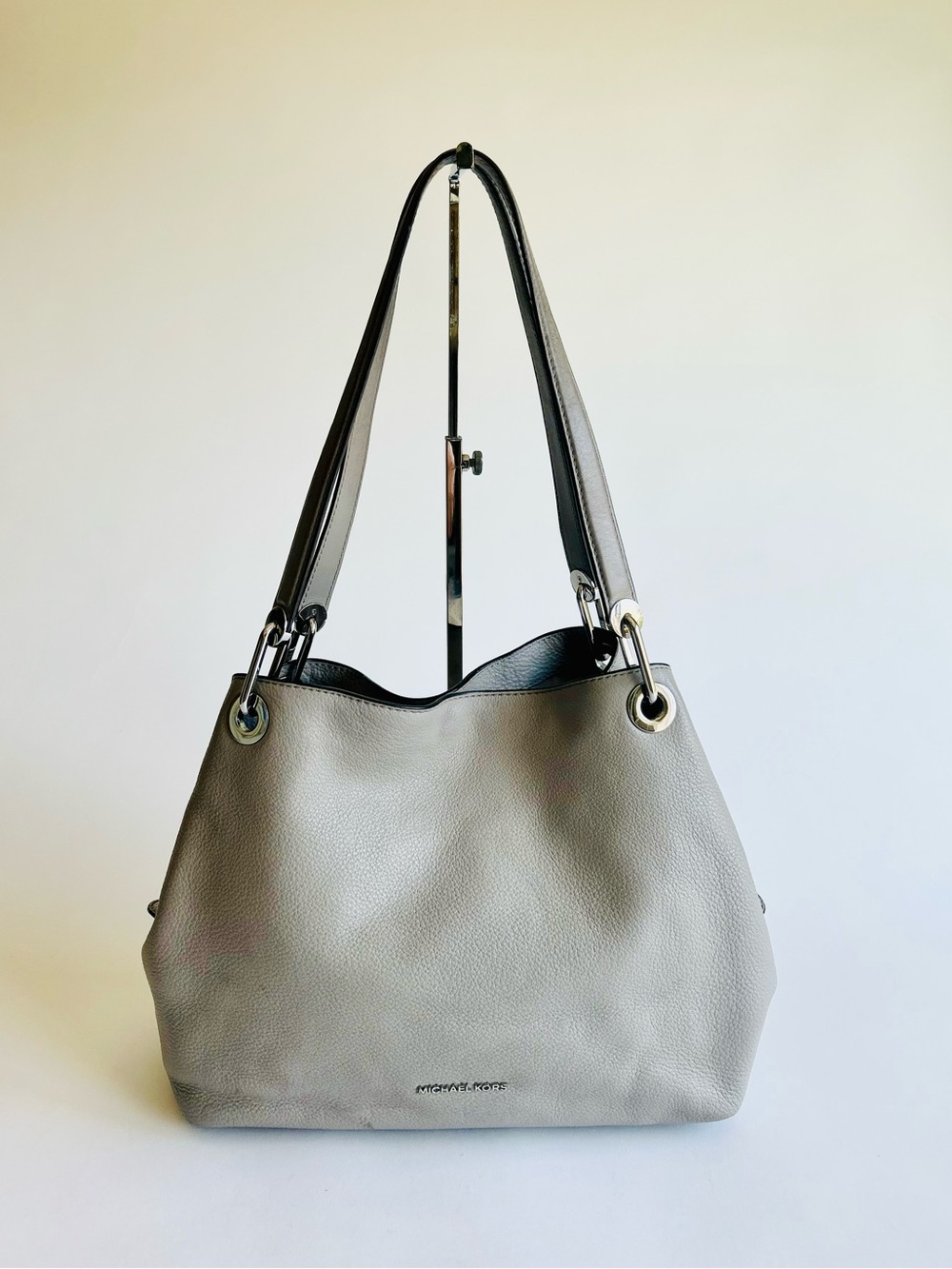 Michael Kors Gray Pebble Genuine Leather Hand Bag Shoulder Bag